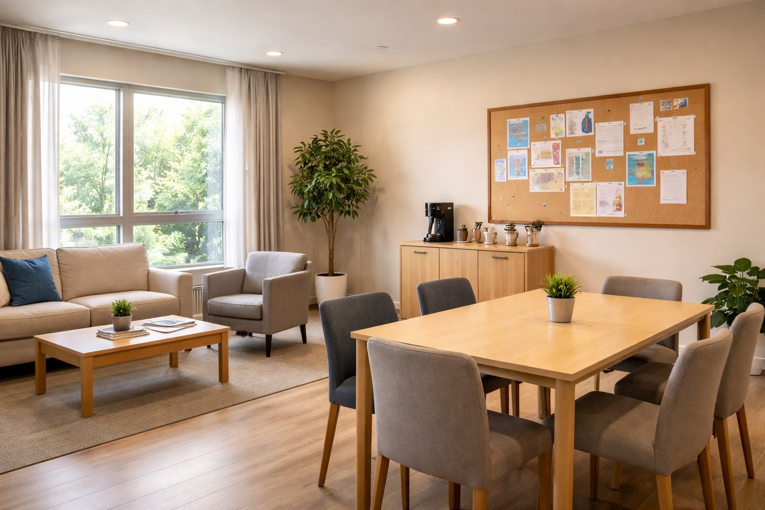 Transformed community room - bright, welcoming and well-maintained space
